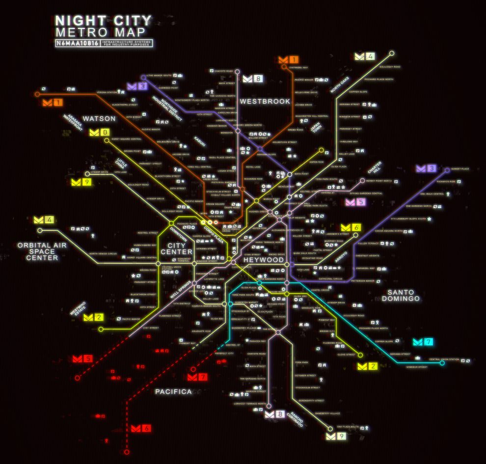 Cyberpunk 2077 Metro System Map