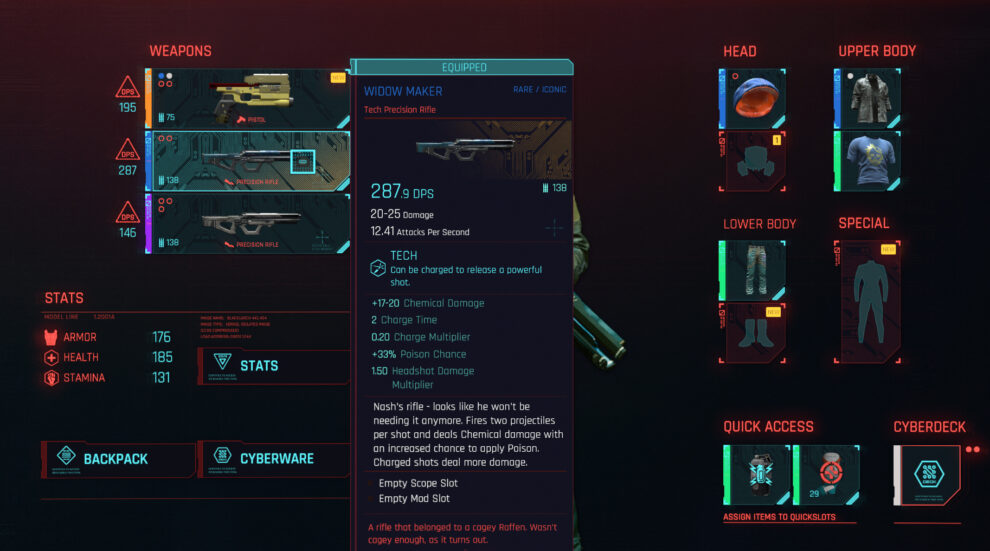 Cyberpunk 2077 iconic weapons list