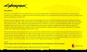 CD Projekt issues apology to last-gen console owners - Patch news