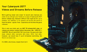 Don't stream Cyberpunk 2077 ahead of before release