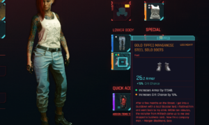 Cyberpunk 2077 Free Legendary Clothing - GOLD TIPPED MANGANESE STEEL SOLO BOOTS