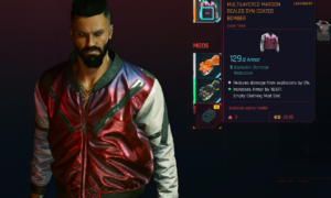 Cyberpunk 2077 Free Legendary Clothing - MULTILAYERED MAROON SCALES SYN COATED BOMBER 1