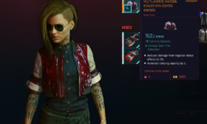 Cyberpunk 2077 Free Legendary Clothing - MULTILAYERED MAROON SCALES SYN COATED BOMBER
