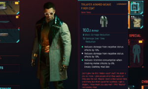 Cyberpunk 2077 Free Legendary Clothing - TRILAYER ARAMID WEAVE FIXER COAT 1